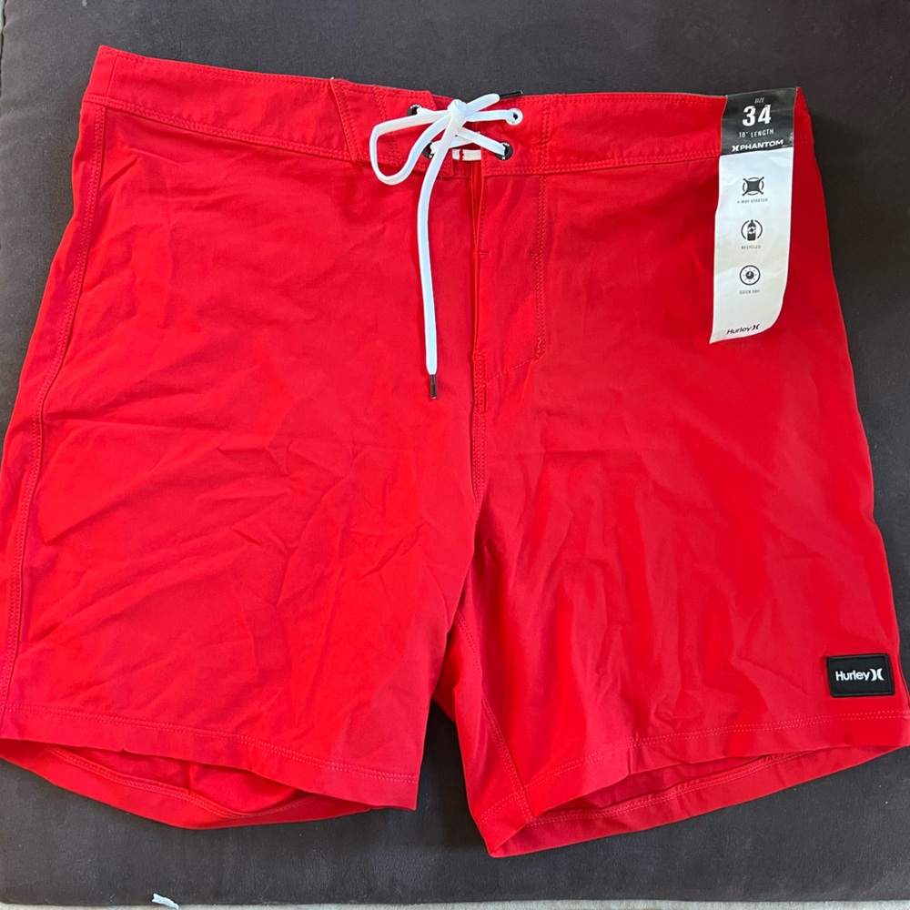 Hurley Men's Bright Red Board Shorts Size 34